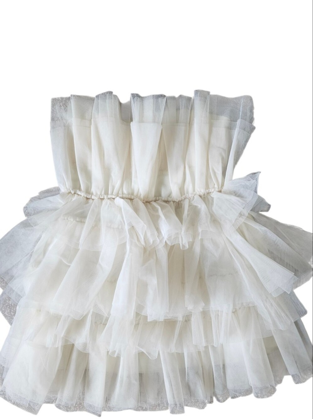 MABLE White Tube Tiered Tulle Mini Dress Size Mediun - Picture 3 of 6